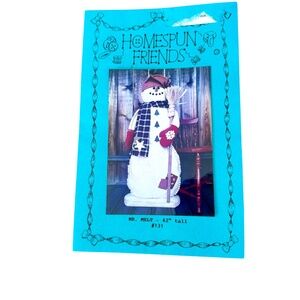 MR MELT 42” Snowman Pattern Homespun Friends #131 Wooden Tree Buttons NWT